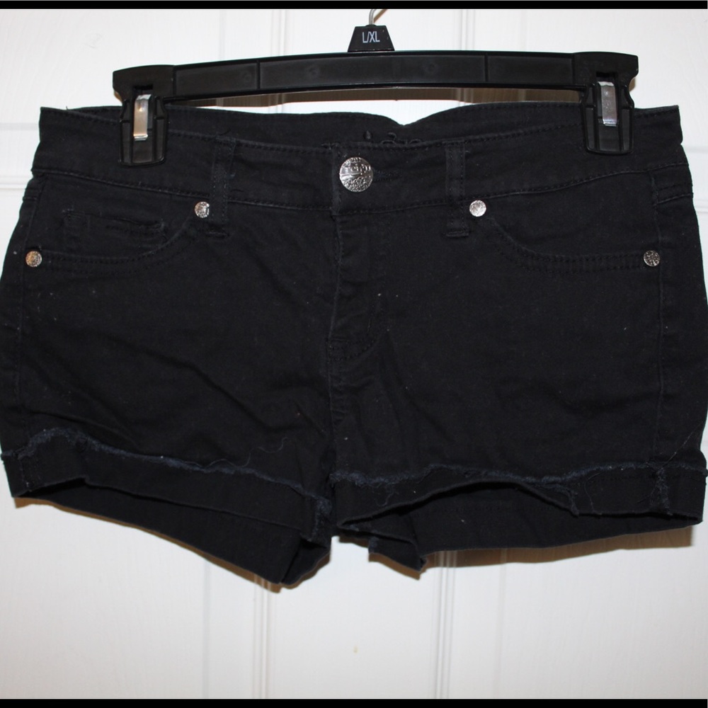 Black denim shorts
